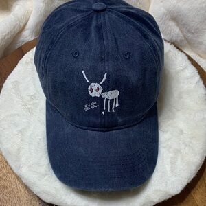Navy Blue Cap with Embroidered Design